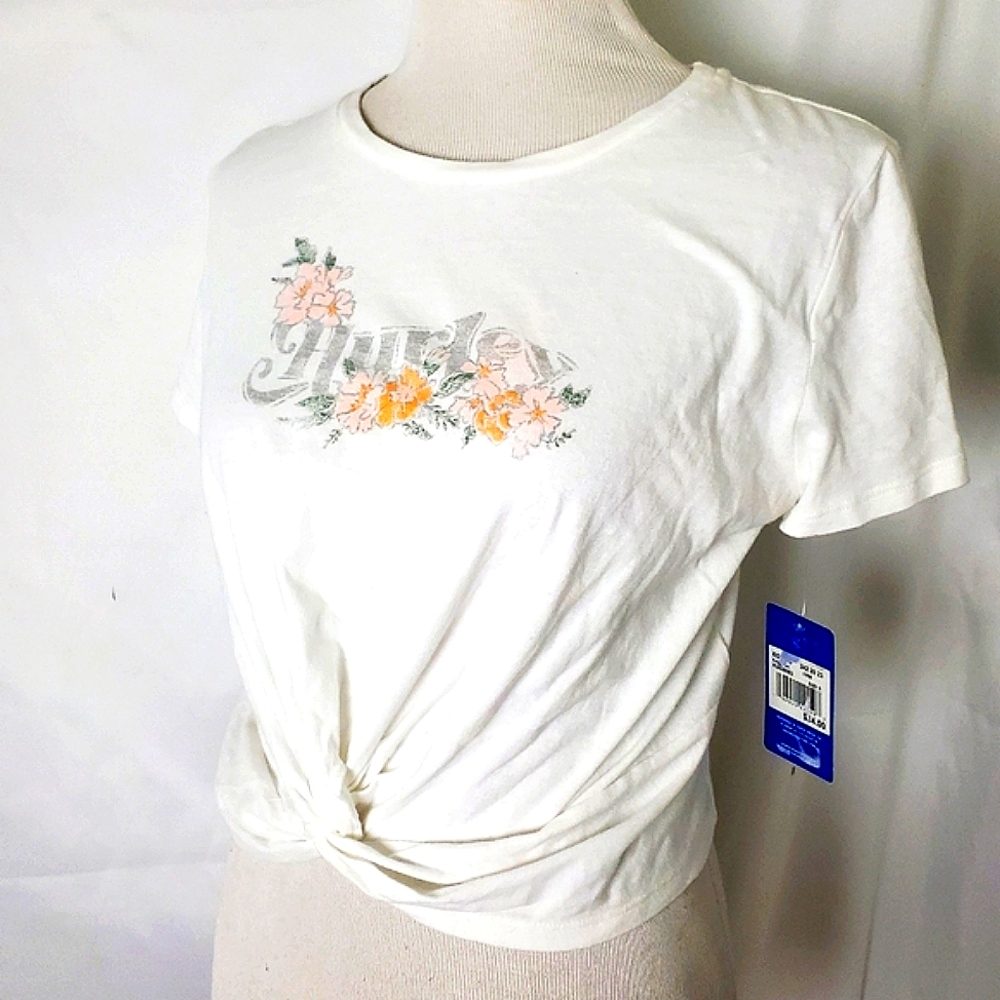 Hurley women's white crop top tee